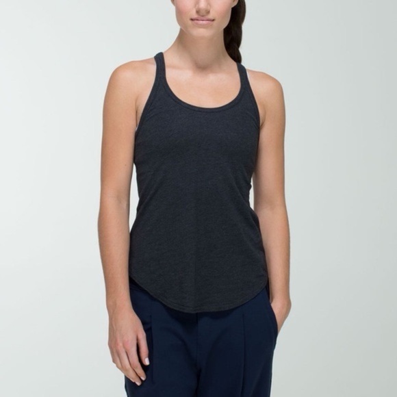 Lululemon Athletica Tuck Flow Racerback Cinched Running Flowy Black Tank Top - Picture 1 of 5